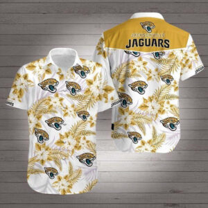 Jacksonville Jaguars Logo Leaves Aloha Hawaiian Shirt