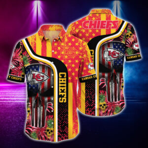 Kansas City Chiefs US Flag Skull Hawaiian Shirt