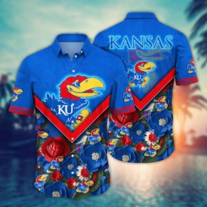 Kansas Jayhawks Botanical Aloha Hawaiian Shirt