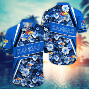 Kansas Jayhawks Flowered Aloha Hawaiian Shirt