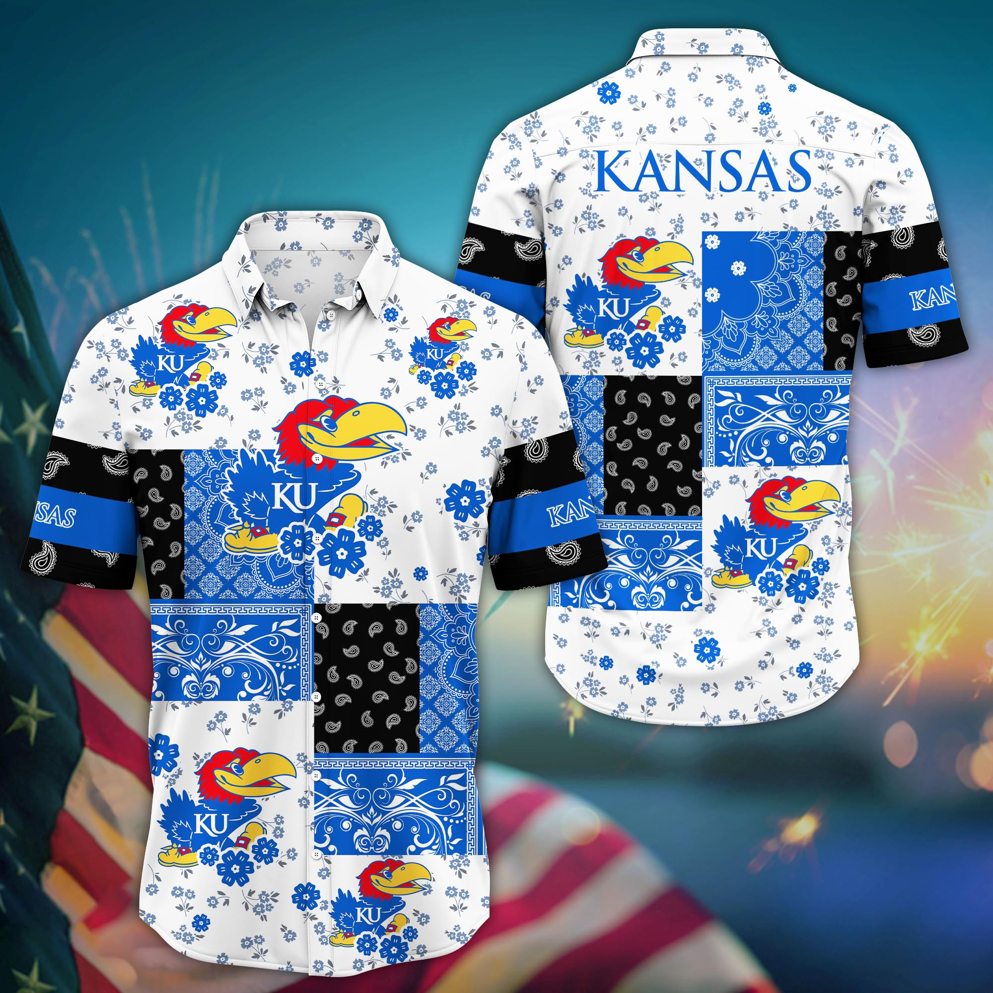 Kansas Jayhawks Mini Blossom Hawaiian Shirt Kansas Jayhawks Mini Blossom Hawaiian Shirt