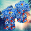 Kansas Jayhawks Tropical Flowers Hawaiian Shirt