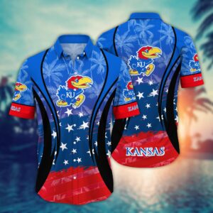 Kansas Jayhawks US Flag Pattern 4th Of July Hawaiian Shirt