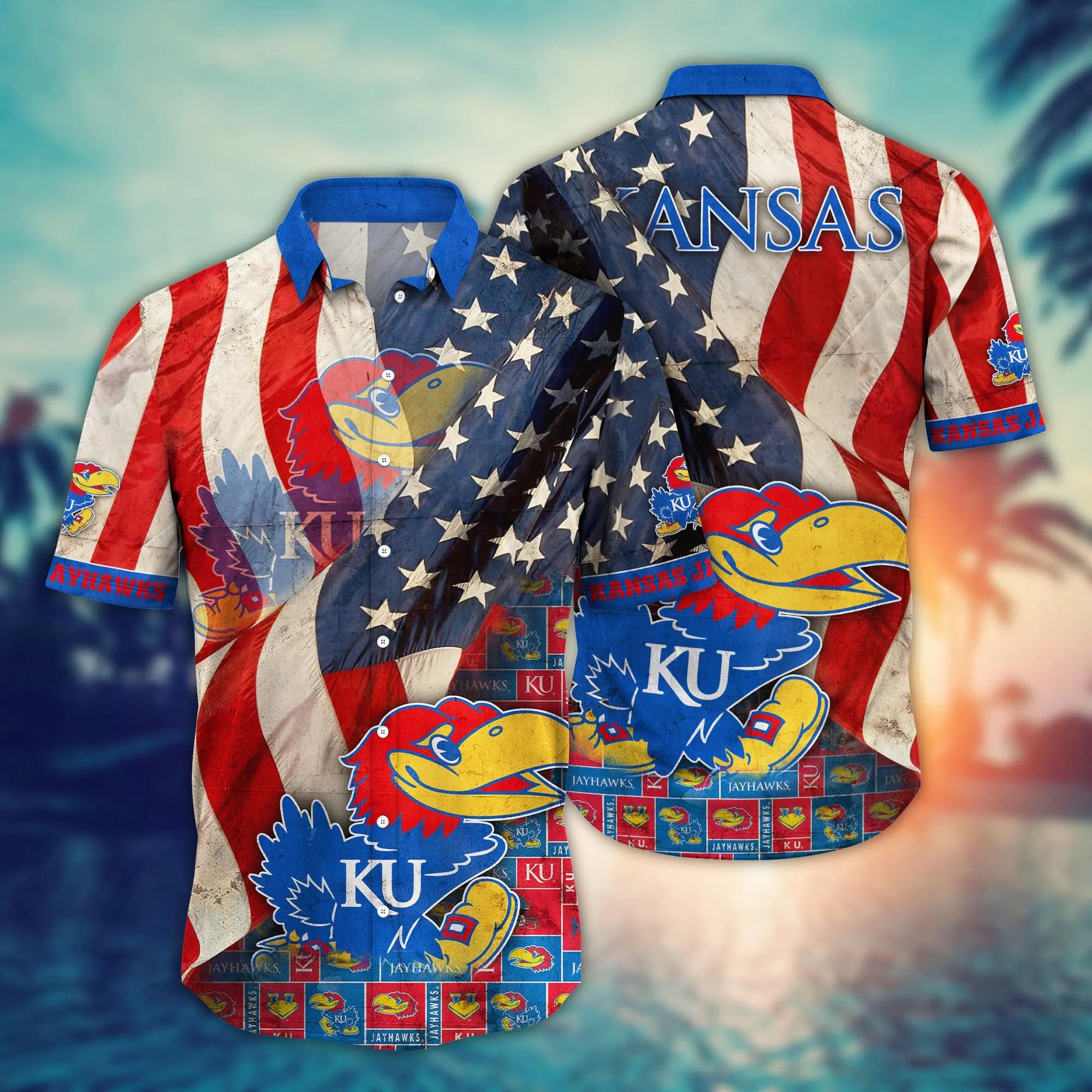 Kansas Jayhawks US Independence Day Hawaiian Shirt Kansas Jayhawks US Independence Day Hawaiian Shirt