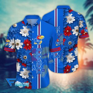 Kansas Jayhawks White Floral Hawaiian Shirt