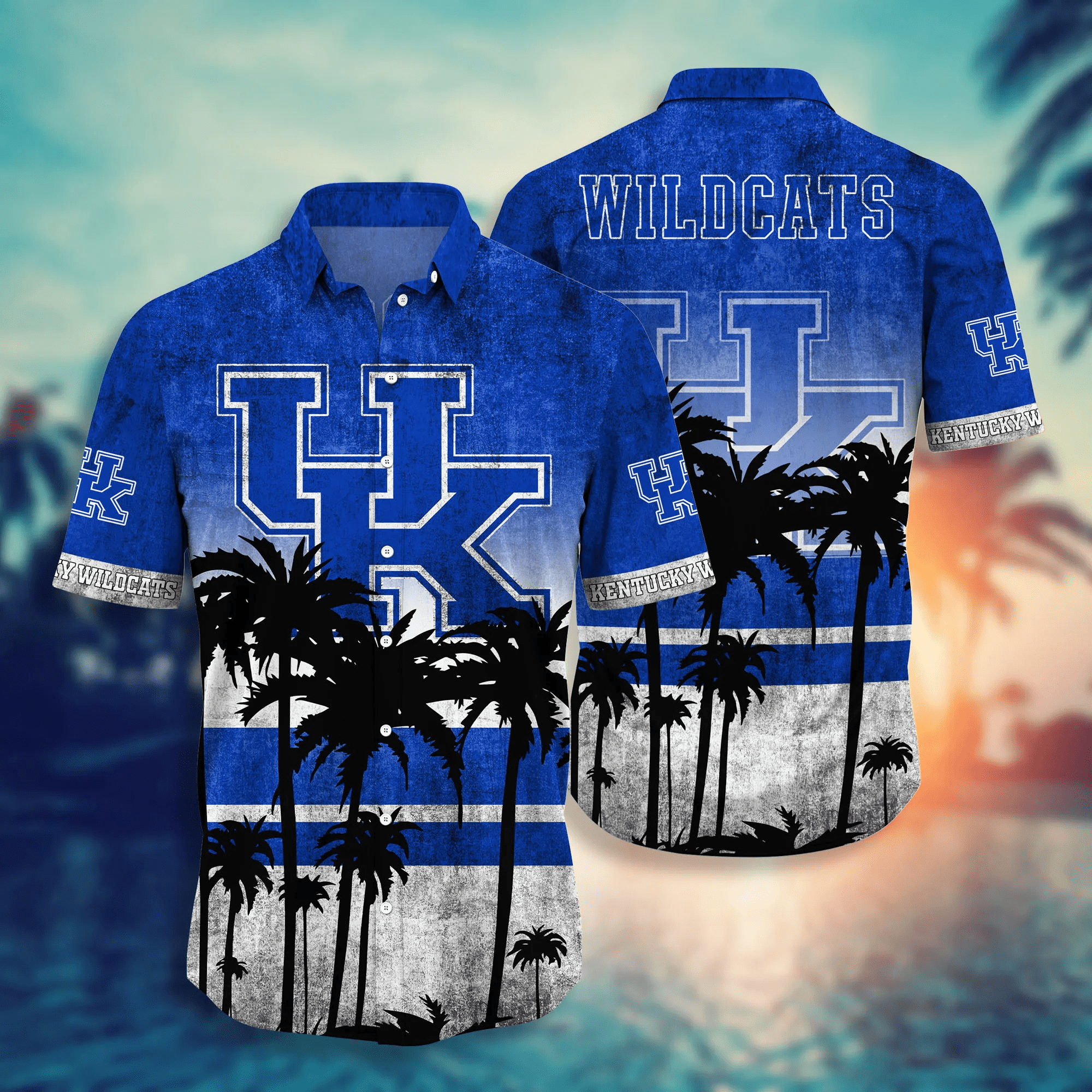 Kentucky Wildcats Black Palm Tree Hawaiian Shirt Kentucky Wildcats Black Palm Tree Hawaiian Shirt