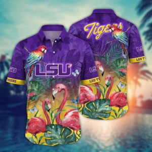 LSU Tigers Flamingo Couple Hawaiian Shirt