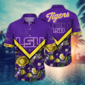 LSU Tigers Floral Hawaiian Shirt