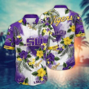 LSU Tigers Tropical Floral Hawaiian Shirt