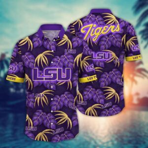 LSU Tigers Tropical Leaf Hawaiian Shirt