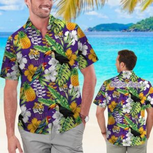 LSU Tigers Tropical Parrot Pineapple Hawaiian Shirt