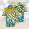 Los Angeles Chargers Gold Flowers Blue Hawaiian Shirt