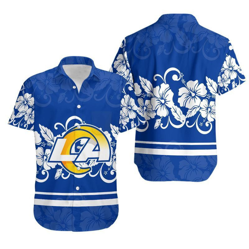 Los Angeles Rams NFL Hibiscus Flowers Hawaiian Shirt V2 Los Angeles Rams NFL Hibiscus Flowers Hawaiian Shirt V2