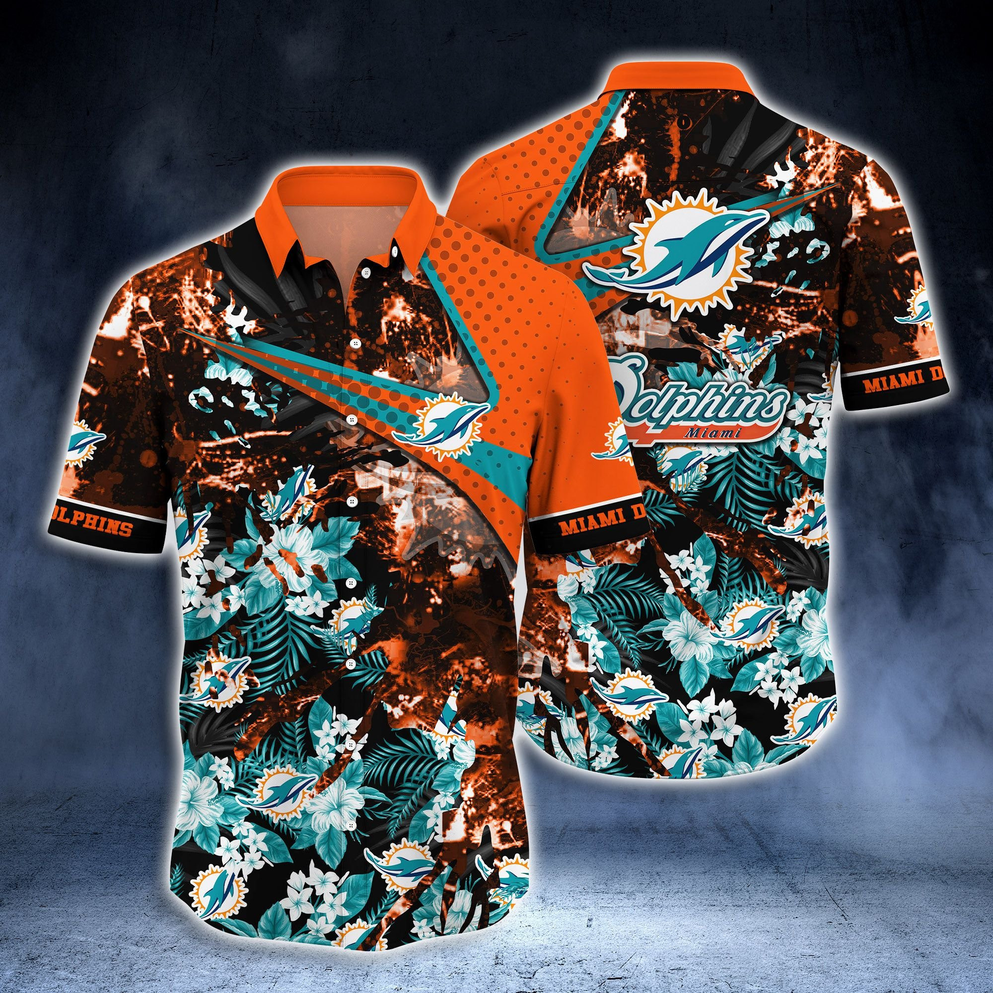 Miami Dolphins Cool Floral Hawaiian Shirt Miami Dolphins Cool Floral Hawaiian Shirt