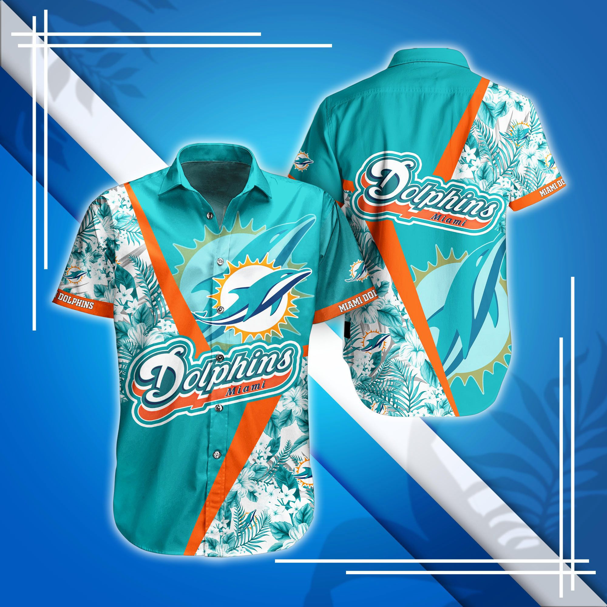 Miami Dolphins Style Summer Hawaiian Shirt Miami Dolphins Style Summer Hawaiian Shirt