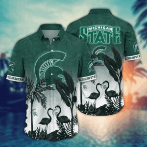 Michigan State Spartans Flamingo Couple Hawaiian Shirt