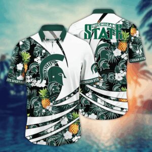 Michigan State Spartans Flowered Pineapple Aloha Hawaiian Shirt
