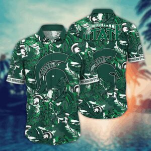Michigan State Spartans Green Leaf Aloha Hawaiian Shirt