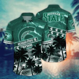 Michigan State Spartans Palm Tree Island Hawaiian Shirt