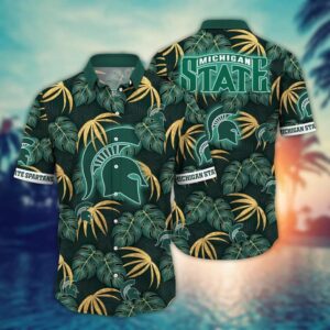 Michigan State Spartans Tropical Forest Leaf Hawaiian Shirt