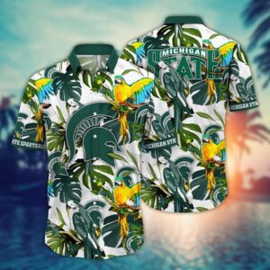 Michigan State Spartans Tropical Parrot Hawaiian Shirt