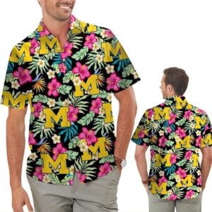 Michigan Wolverines Botanical Hawaiian Shirt