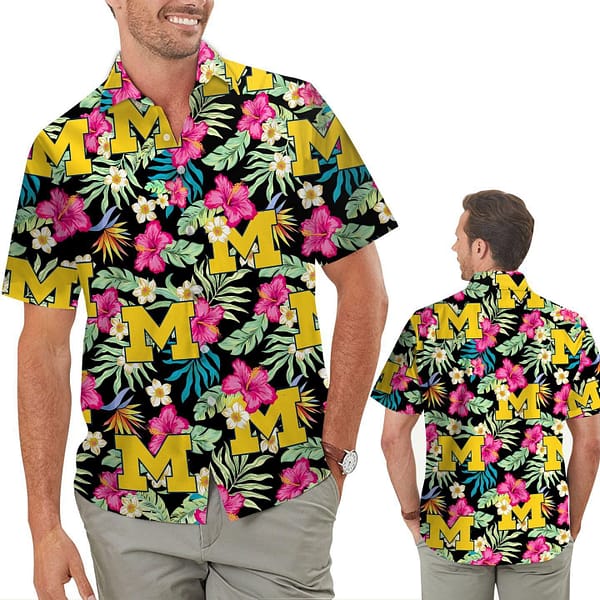 Michigan Wolverines Botanical Hawaiian Shirt Michigan Wolverines Botanical Hawaiian Shirt