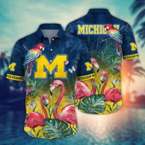 Michigan Wolverines Couple Flamingo Hawaiian Shirt