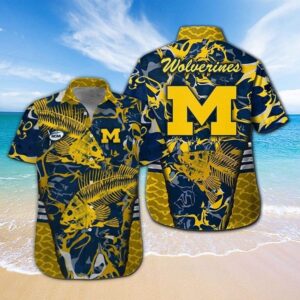 Michigan Wolverines Fish Bone Hawaiian Shirt