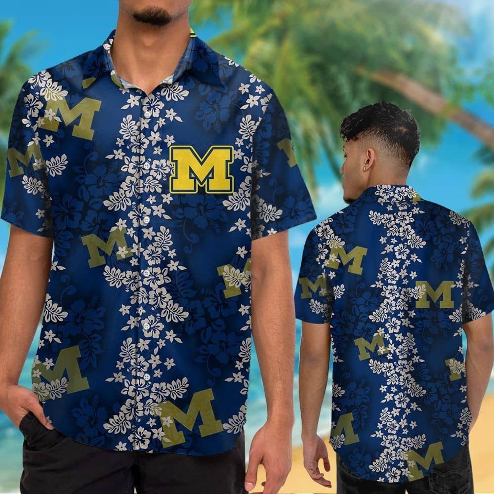 Michigan Wolverines Mini Tropical Floral Hawaiian Shirt Michigan Wolverines Mini Tropical Floral Hawaiian Shirt