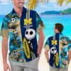 Michigan Wolverines Skeleton Surf Hawaiian Shirt