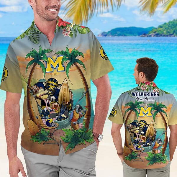 Michigan Wolverines Summer Beach Aloha Hawaiian Shirt Michigan Wolverines Summer Beach Aloha Hawaiian Shirt