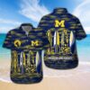 Michigan Wolverines Surfboard Hawaiian Shirt