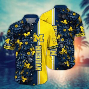 Michigan Wolverines Tropical Blossom Hawaiian Shirt