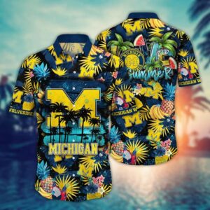 Michigan Wolverines Tropical Fruit Beach Hawaiian Shirt