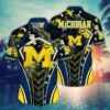 Michigan Wolverines Tropical Leaf Armor Design Hawaiian Shirt