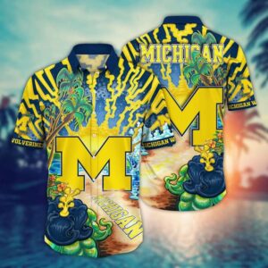 Michigan Wolverines Tropical Palm Tree Hawaiian Shirt