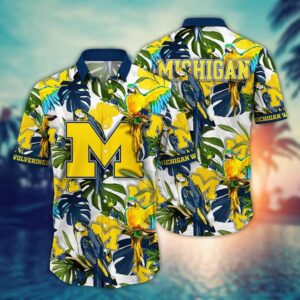 Michigan Wolverines Tropical Parrot Hawaiian Shirt