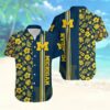 Michigan Wolverines Yellow Tropical Floral Hawaiian Shirt