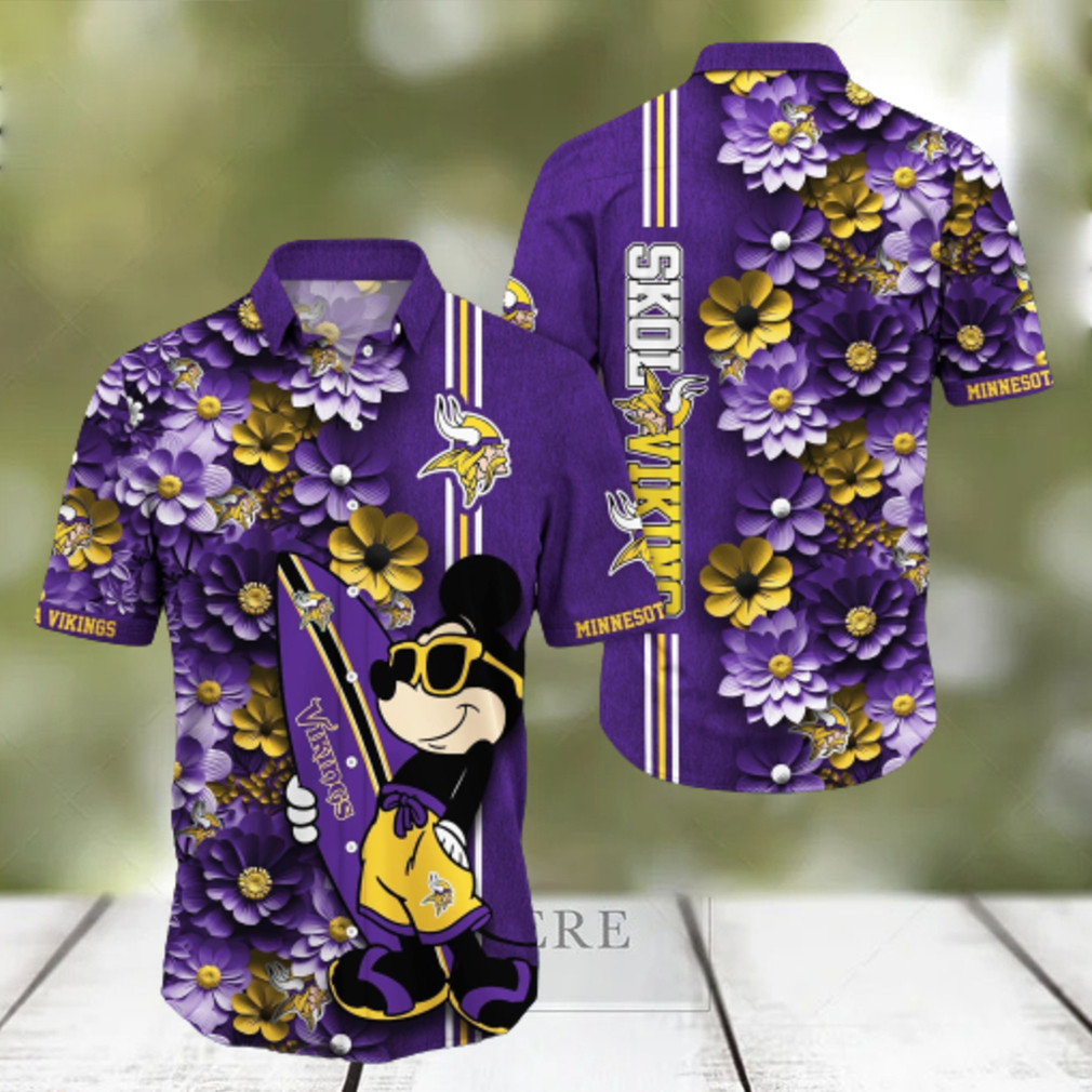 Minnesota Vikings Aloha Mick Pattern Hawaiian Shirt Minnesota Vikings Aloha Mick Pattern Hawaiian Shirt