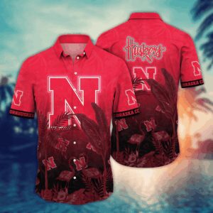 Nebraska Cornhuskers Flamingo Couple Tropical Forest Hawaiian Shirt