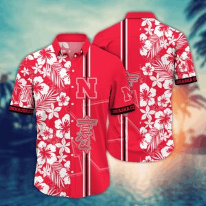 Nebraska Cornhuskers White Aloha Floral Hawaiian Shirt