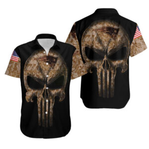 New England Patriots Camouflage Skull Hawaiian Shirt