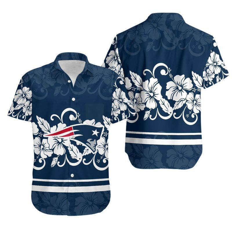 New England Patriots Hibiscus Flowers Hawaiian Shirt V1 New England Patriots Hibiscus Flowers Hawaiian Shirt V1