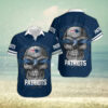 New England Patriots NFL Skull Carved Hawaiian Shirt