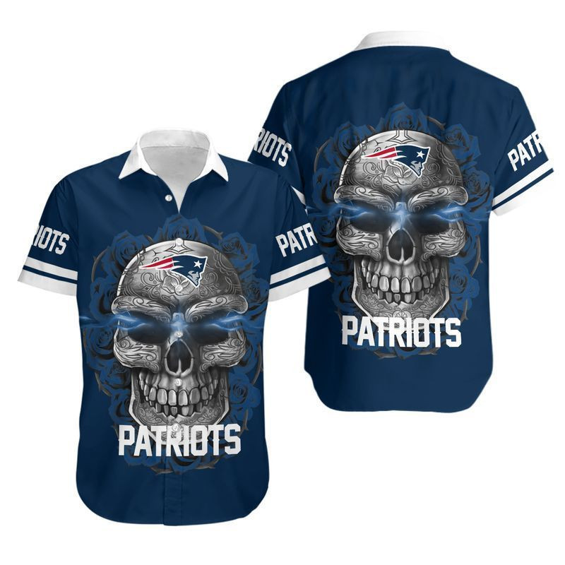 New England Patriots Sugar Skull NFL Hawaiian Shirt New England Patriots Sugar Skull NFL Hawaiian Shirt