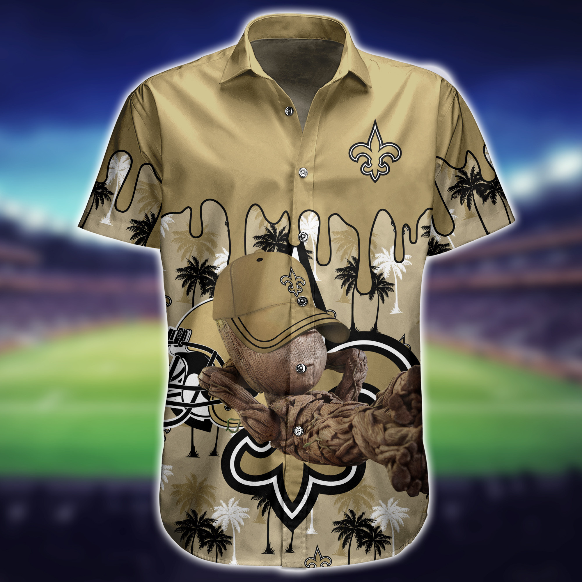 New Orleans Saints NFL Groot Relaxing Hawaiian Shirt New Orleans Saints NFL Groot Relaxing Hawaiian Shirt