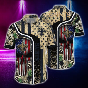 New Orleans Saints NFL Skull Tropical Hawaiian Shirt