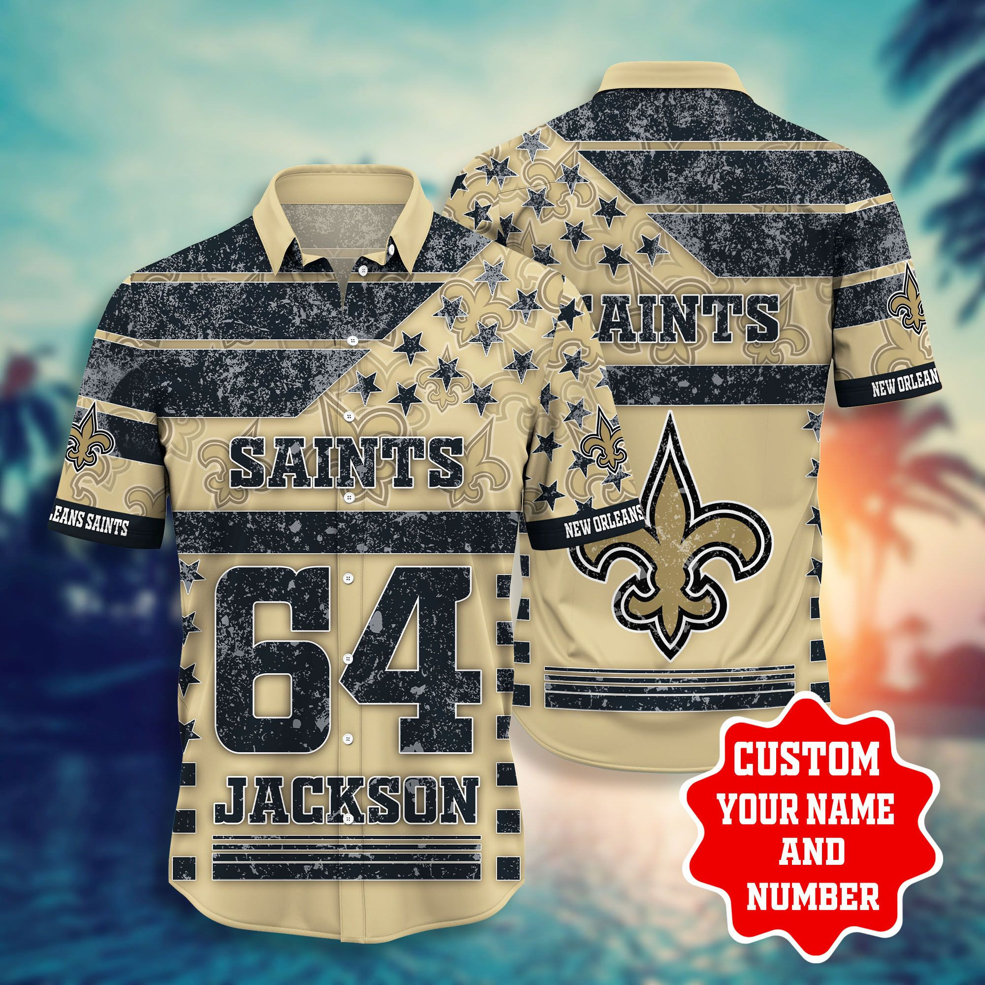 New Orleans Saints NFL Star Custom Name Hawaiian Shirt New Orleans Saints NFL Star Custom Name Hawaiian Shirt