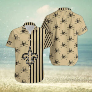 New Orleans Saints Stripes And Skull Danger Hawaiian Shirt